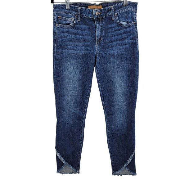 Joe's Jeans The Icon Mid Rise Skinny Ankle Jeans 31 Med Wash Raw Frayed Hem - Picture 1 of 15